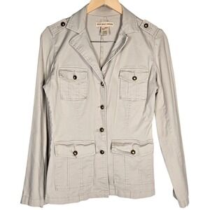 Heat Wave‎ Vintage Jacket Womens M Button Front Utility Military Beige